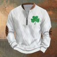 thumbnail image 4 of Penkiiy St Patricks Day Shamrock Patch Chest Print 1/4 Zip Sweatshirt 2XL Multicolor, 4 of 5