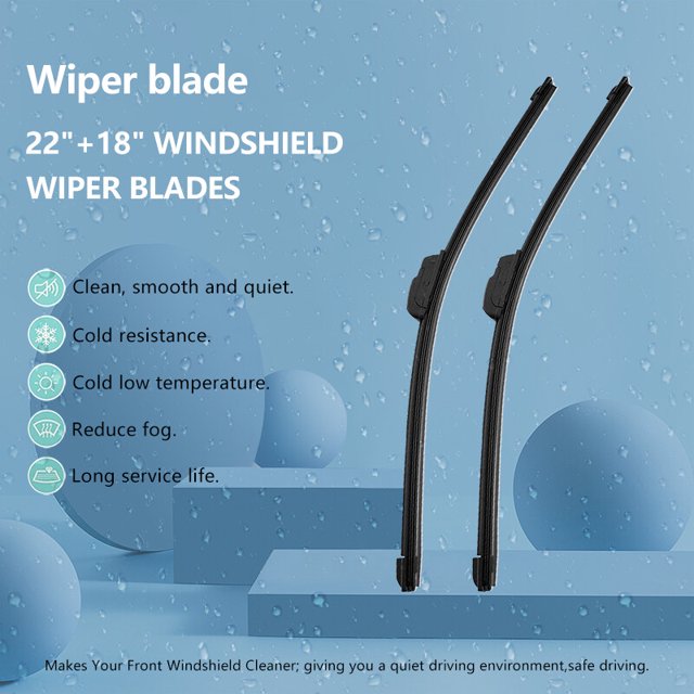 1Pair Windshield Wiper Blades J-hook Bracketless F for Ram eless 22" and 18" Inch