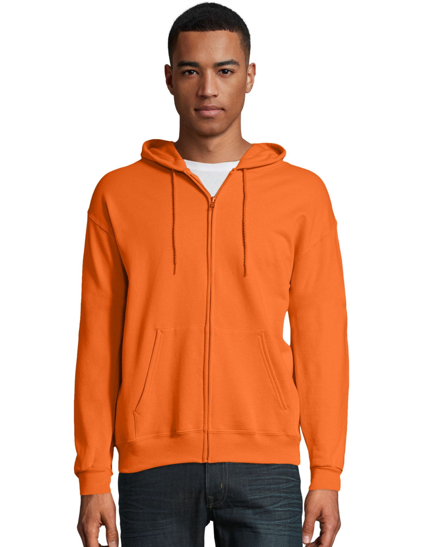 Hanes Mens ComfortBlend EcoSmart Full Zip Hoodie, 3XL, Safety Orange, 3XL