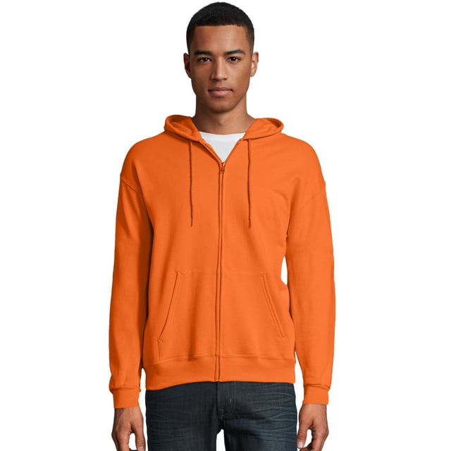 Hanes pour Hommes ComfortBlend EcoSmart Chandail à Capuchon à Fermeture Éclair Intégrale, 3TG, Orange Sécurité, 3TG