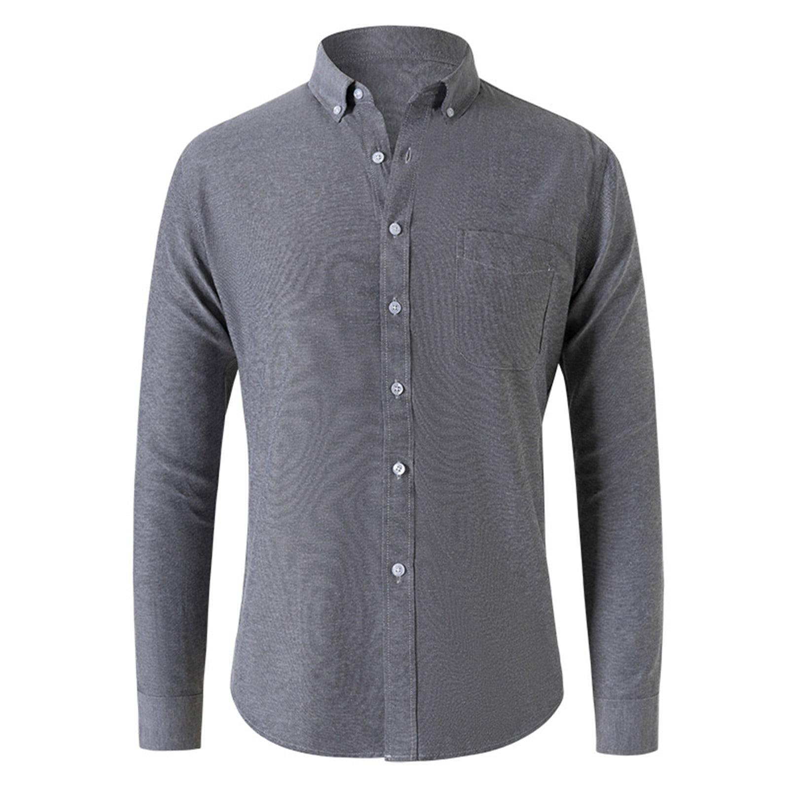 Admvng Work Shirts For Men Casual Cardigan Solid Color Textile Long Sleeved Shirt M-5XL