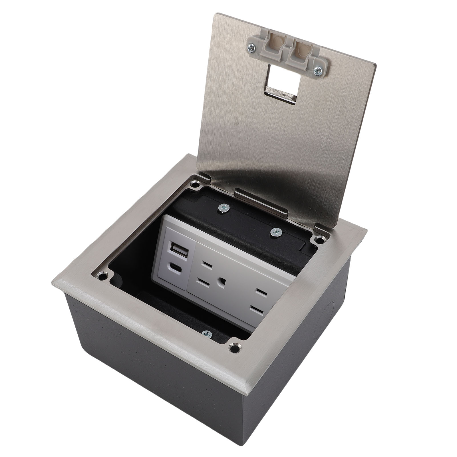 Floor Socket, Concealed 2 X 3 Prong and USB A USB C Port Recessed Floor Socket for Work Space or Home Setting