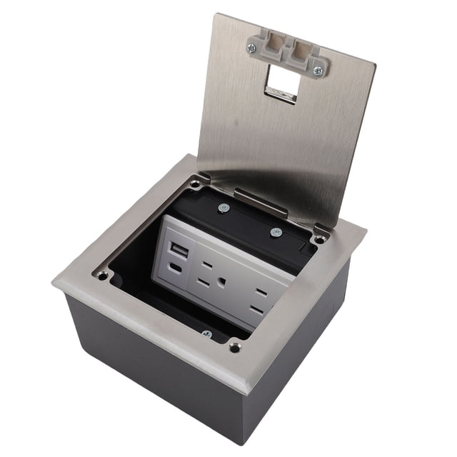 Floor Socket, Concealed 2 X 3 Prong and USB A USB C Port Recessed Floor Socket for Work Space or Home Setting