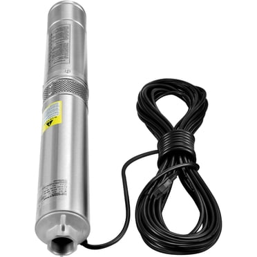 KFFKFF Pompe Submersible pour Puits Profonds, 1 Hp 115 V/60 Hz, Débit de 37 Gpm Tête de 207 Pi, avec Cordon Électrique de 33 Pi, Pompe à Eau en Acier Inoxydable de 4 Pouces Idéale pour un Usage Domestique, Indice de Résistance à l'Eau IP68