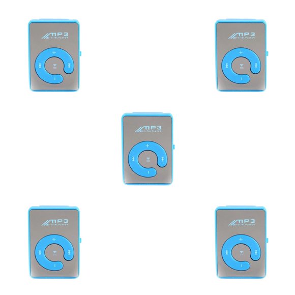 Langgg Miroir pour Surface Mini Lecteur MP3 TF Appareil Pris en Charge pour Fête Plastique Portable Carte Audio Équipement de Pique-Nique Lecteur de Musique Lecture Bleu 5Ensemble