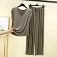thumbnail image 2 of Yuyuzo Womens Pajama Set 2 Piece Short Sleeve V Neck Top Homewear Drawstring Pants Fall Comfy Pj Sets, 2 of 4