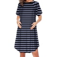 thumbnail image 1 of Bwiyojiz Mode Tailles P-TTG Fermeture Éclair Latérale Allaitement Maternité Imprimé Robe à Manches Courtes Col Rond pour Femmes Enceintes Pyjama Décontracté, Bleu, 1 of 2