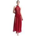 thumbnail image 4 of YiZYiF Robe de Performance de Danse Lyrique Longue pour Femme, Dos Croisé Fendu, Danse de Salon Moderne, Bourgogne, TG, 4 of 8