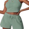 thumbnail image 1 of Ensemble de Shorts pour Femmes Sans Manches Col Rond avec Shorts Assortis Unis, 1 of 4