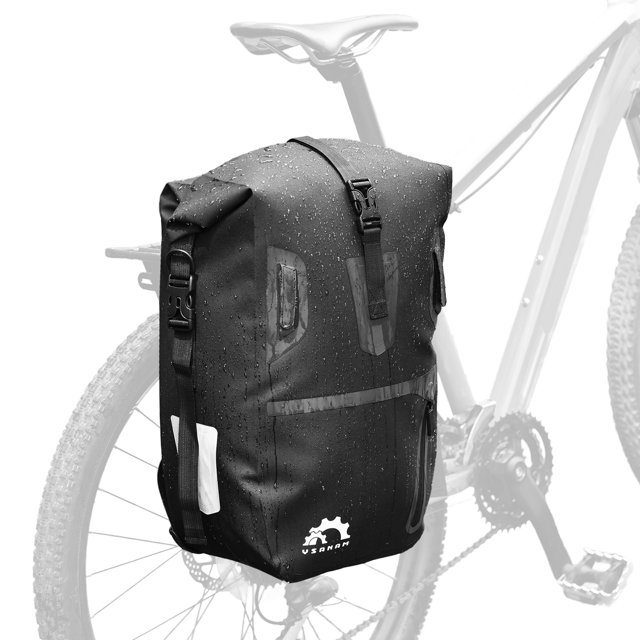 Waterproof TPU Bicycle Pannier Bag - 25x17x45cm Rear Rack Trunk Bag for Mountain Bikes, Front Saddle Storage Pack, Cycling Backpack with 1425g Weight, Available in Black/Grey