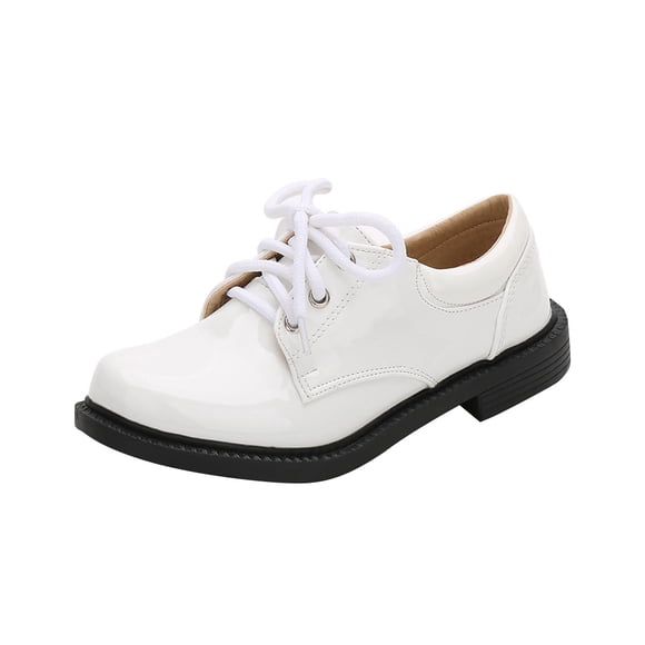 LLYWEY Boys’ Dress Shoes, Classic Lace-Up Dress Shoes for Toddler, Litter Kids, Big Kids Closed Toe Business Casual Work Shoes with Bow, Style S-2, White, 9T
