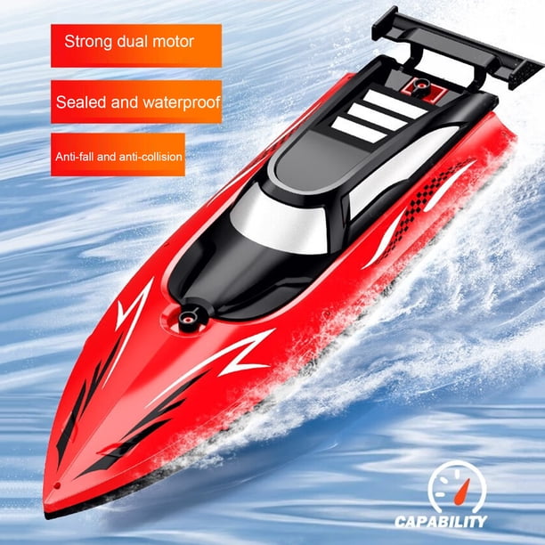 Bateau télécommandé 2.4G, double hélice, bateau télécommandé à grande vitesse, jouets aquatiques, cadeaux jouets