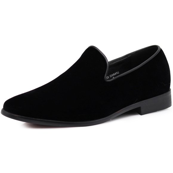 Enzo Romeo Men's Fashion Formal Tuxedo Slip On Loafer Velvet Dress Shoes SKO03 (13, Black, Numeric_13)