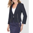thumbnail image 5 of INSPIRE CHIC Junior's Open Front Zipper Collarless Solid Cropped Blazer, 5 of 5