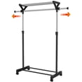 thumbnail image 1 of SortWise Expandable Rolling Clothing Rack, Mobile Adjustable Garment Rack Clothes Shelf Organizer with Top and Bottom Shelves, 1 of 9