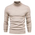thumbnail image 3 of Chandail à Col Rond d'Automne pour Homme, Couleur Unie, Col Montant, Chandail à Enfiler à Manches Longues, Coupe Ample, Chandail de Base, Hauts, Chandail à Col Roulé, Chandail à Col Rond d'Automne, P-106 Kaki P, 3 of 5