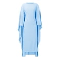 thumbnail image 4 of Kcodviy Robe de Soirée en Satin Robe Hijab Abaya Muslim Femmes Hijab Élégant pour Femmes Visage Complet Uni Col Rond Chauve-Souris Foulards pour Femmes Manches Robe Maxi Ample Long Hijab Femmes, 4 of 5