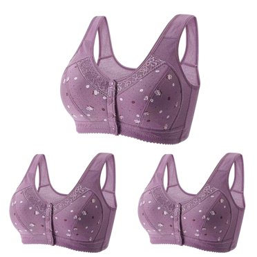 Kaemgyyd 3 Pack Wireless Bras for Women No Underwire Push up Seamless Sleep Bras Soft Full Coverage Front Closure Everyday Bra