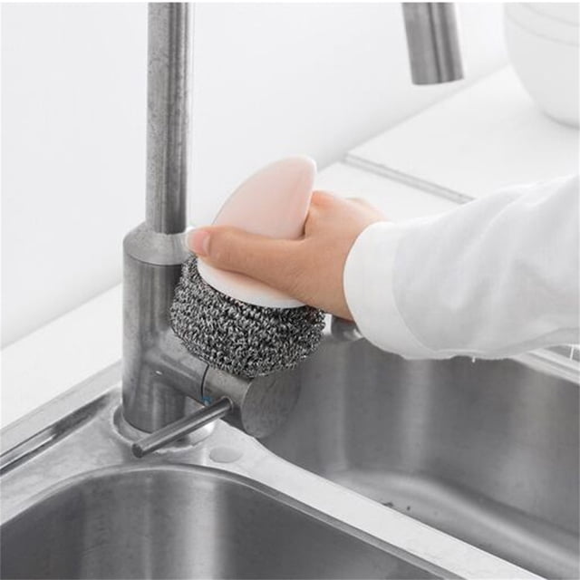 TopLLC Handle Stainless Steel Wire Ball Kitchen Brush Dish Cleaning Tools on Clearance
