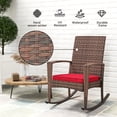 thumbnail image 4 of Outsunny Chaise Berçante d'Extérieur en Rotin PE avec Coussin Rouge Vin, 4 of 10