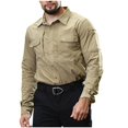 thumbnail image 1 of Men's Fashion Casual Solid Color Buttons Pockets Long Sleeve Turndown Collar Blouse RXIRUCGD Kaki, Taille: S, 1 of 6