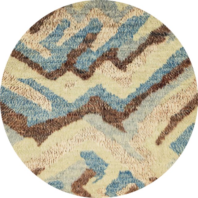 Ahgly Company Tapis d'Intérieur Rond Abstrait Brun Or Abstrait, 7 Pieds Rond