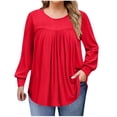 thumbnail image 1 of Yuyuzo Chemises à Manches Longues pour Femmes Col Rond Décontracté Tunique Couleur Unie Hauts Amples Confortables, 1 of 7