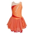 thumbnail image 1 of YONGHS Robe de Patinage Artistique Brillante pour Filles Enfants avec Strass Sans Manches en Mousseline Robe de Danse Ballet Orange 14, 1 of 7