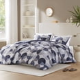 thumbnail image 4 of Regency Heights Full/Queen Size Comforter Set, Navy Blue Bedding Set for All Seasons, 3-Piece Round Geometric Print Bedding Comforter Set, 4 of 8