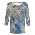 thumbnail image 4 of IROINNID en Solde T-shirt à Manches Longues en Polyester pour Femmes Confortable Imprimé T-shirt Ample Blouse Col Rond Hauts, Bleu, 4 of 4