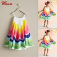 thumbnail image 1 of Robe d'Été pour Tout-Petite Fille, Jupe Arc-en-Ciel, Robe à Bretelles pour Fête et Plage, 1 of 5