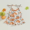 thumbnail image 3 of Combinaison d'Halloween Sans Manches pour Tout-Petites Filles, Imprimé Citrouille, Short, une Pièce, 3 of 7