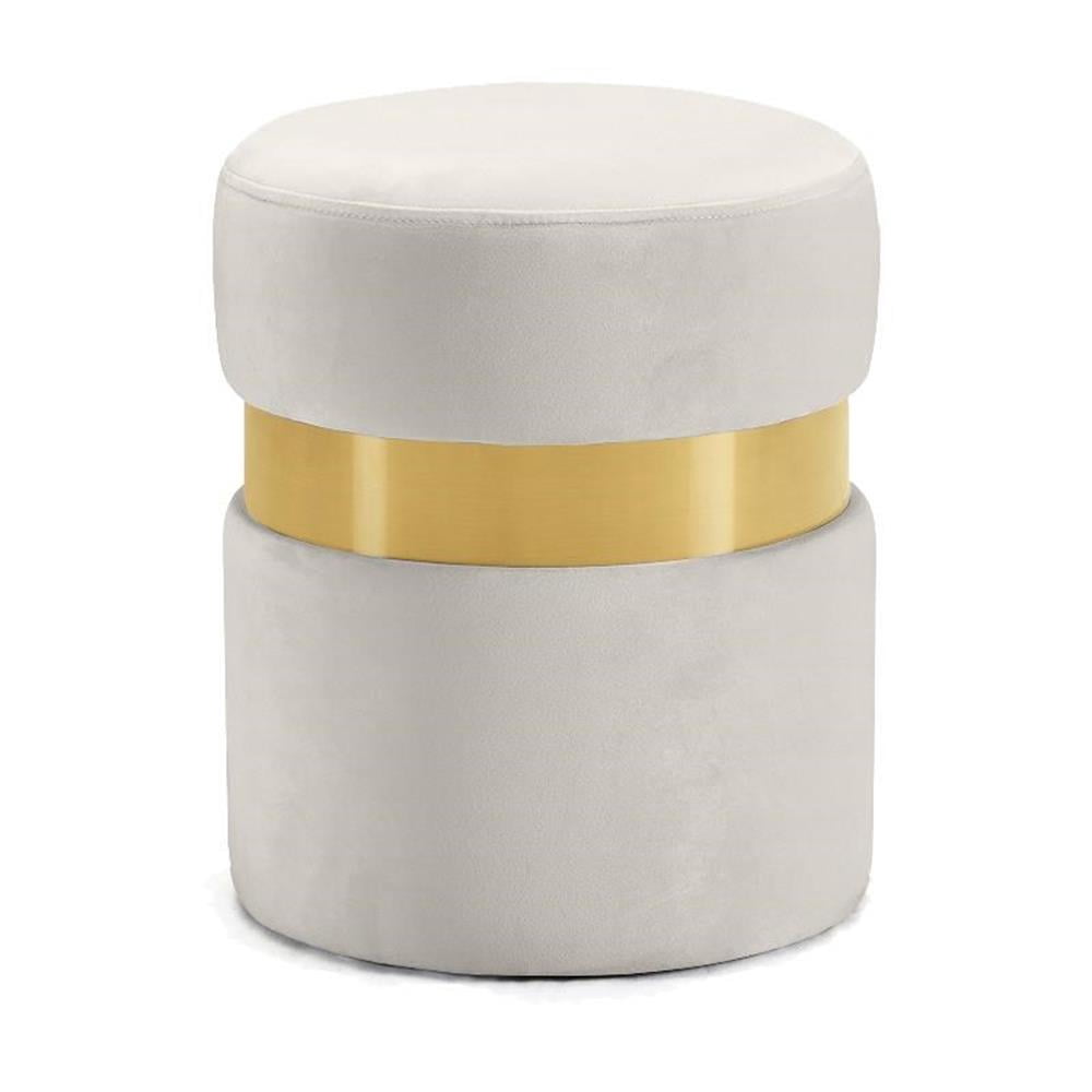 Meridian Furniture Hailey Ottomane/tabouret Contemporain en Velours Crème