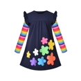 thumbnail image 1 of Girls Dress Colorful Daisy Flower Rainbow Long Sleeve Cotton 3 Years, 1 of 6