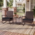 thumbnail image 2 of Costway 3 PCS Patio Rocking Set Wicker Rocking Chairs with 2-Tier Coffee Table Black, 2 of 10