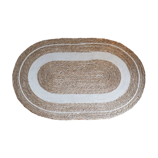 Yhmxh Rattan Plaited Plaited Grass Rope Home Multi-purpose Oval Carpet Floor Mat Bedroom Hotel Model Room Decorative Mat Imitation Wool Woven Stripe Floor Mat Anti-slip Washable Rug Outdoor Rug