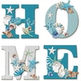 thumbnail image 1 of Wood Home Sign Coastals Blue Starfishs Beach Theme Sign For Home Letters Hanging Wall Decor Art Signs For Living Room Kitchen Bedroom Decor, 1 of 6