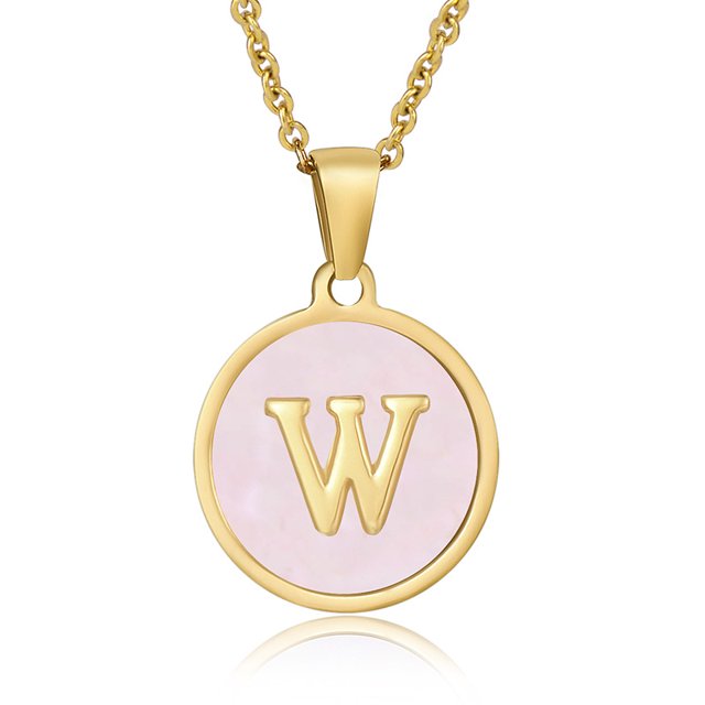 Colliers, Collier Lettre Coquille Mignonne pour Filles, Pendentifs Pièce pour Filles en Acier Inoxydable Colliers Initiale pour Femmes Bijoux Rond