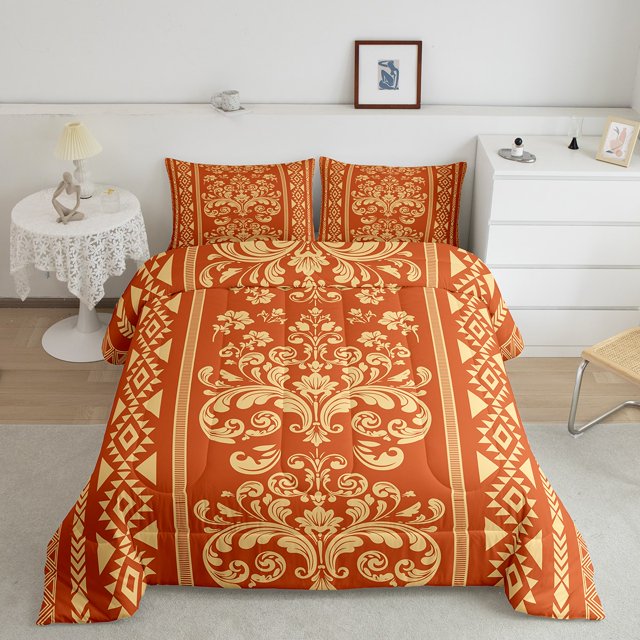 Erosebridal Aztec Damask Bedding Toddler Comforter Set, Retro Floral Down Comforter, Bohomian Theme Decor, Reversible