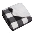 thumbnail image 3 of HOMETRENDS Black Checker Faux Shearling Blanket, Twin, 3 of 4