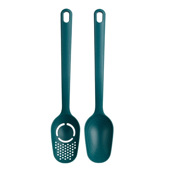 Mainstays 2-Piece Nylon Spoon Set with Measurements and Strainer, Green