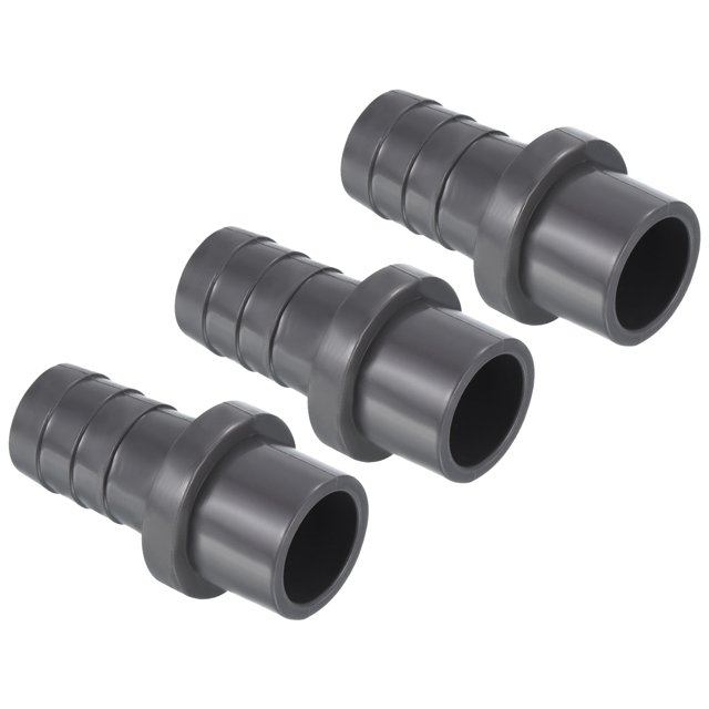 Unique Bargains UPVC Reducer Pipe Fitting 20mm OD 17mm Barbed, 3 Pack Straight Coupling Adapter Connector, Grey