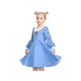 thumbnail image 2 of Robe Fille Bleue Motif Règle Col Uniforme Scolaire Vintage Décontracté Quotidien 7 Ans, 2 of 8