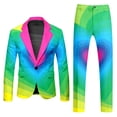 thumbnail image 1 of Ediodpoh Men Blazer Suit Male Rainbow Long Sleeve Coat and Pants Two Piece Suit Printed Button and Pockets Suit for Holiday Party Events Suits for Men Light Blue_004 M, 1 of 6