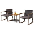 thumbnail image 1 of Gymax 3PCS Rattan Rocking Chair Bistro Set Armrest Cushion Table W/ Storage Shelf Patio, 1 of 6