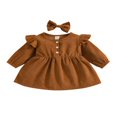 thumbnail image 1 of MesaSe Automne Bébé Filles Princesse Robe 2pcs Volant à Manches Longues Bouton Velours Côtelé une Ligne Robe Bandeau Vin Rouge 2-3 Ans, 1 of 9
