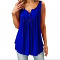 thumbnail image 1 of Womens Summer Sleeveless V Neck Solid Color Casual Swing Shirts Flowy Tank Tops Blouses with Buttons, 1 of 5