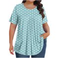 thumbnail image 1 of Plebaso Hauts pour Femmes Grande Taille Manches Courtes Blouses Plissées Décontractées Col Rond Été Tuniques Amples, 1 of 6