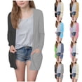 thumbnail image 1 of MKOSPLRT Fall Cardigans Kids Girls Open Front Long Cardigans Color Block Lightweight Jacket Long Sleeve Cotton Cardigan with Pocket, 1 of 7