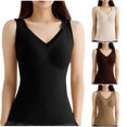 thumbnail image 1 of Yuyuzo Womens Tank Tops with Built in Bra Pajamas Vests V Neck Sleeveless Undershirts Soft Comfy Base Layer Top, 1 of 7
